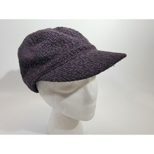 Broner OSFA Purple Tweed Knit Newsboy Cap‎ Hat Accessory Fashion Winter Cozy EUC